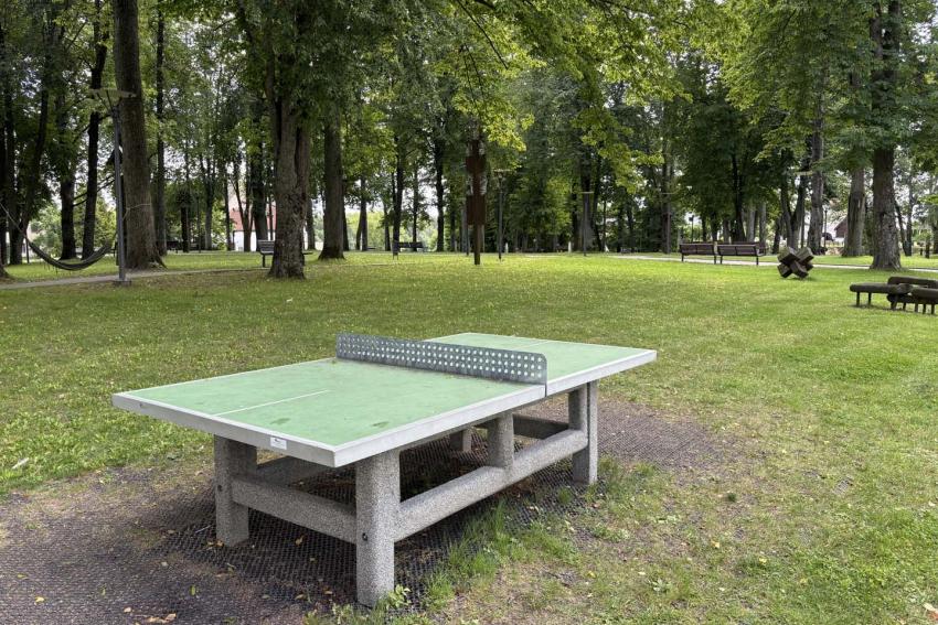 Prienų Revuonos parko vaikų žaidimo aikštelė, stalo teniso stalas paveiksliukas